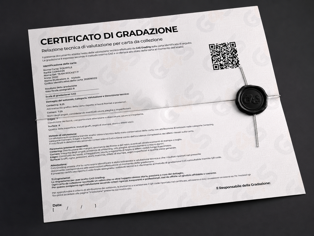 Certificato di autenticità G4S Grading